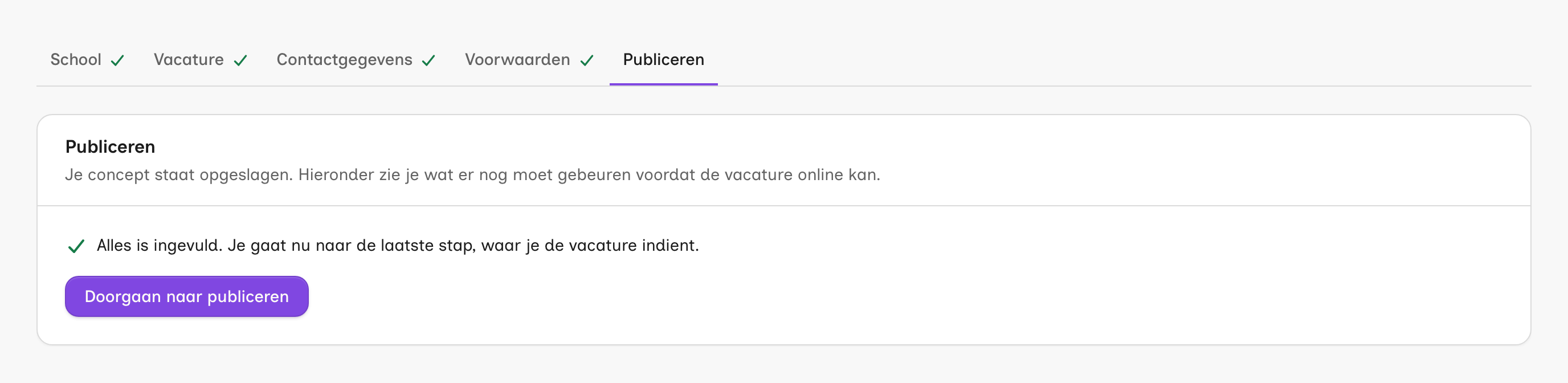 Tabblad Publiceren: de laatste controle
